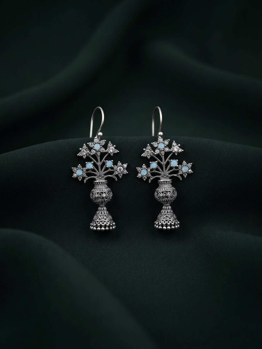 Silver Plated Oxidized Fancy Earrings