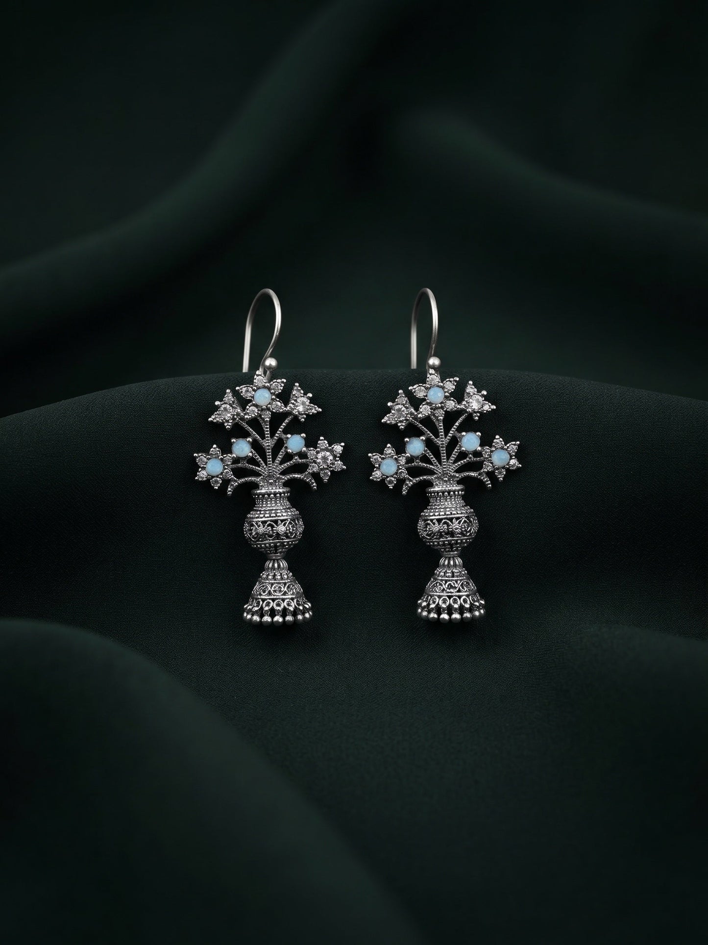 Silver Plated Oxidized Fancy Earrings