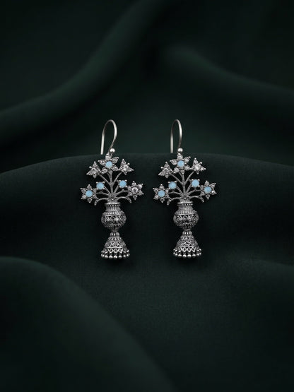 Silver Plated Oxidized Fancy Earrings