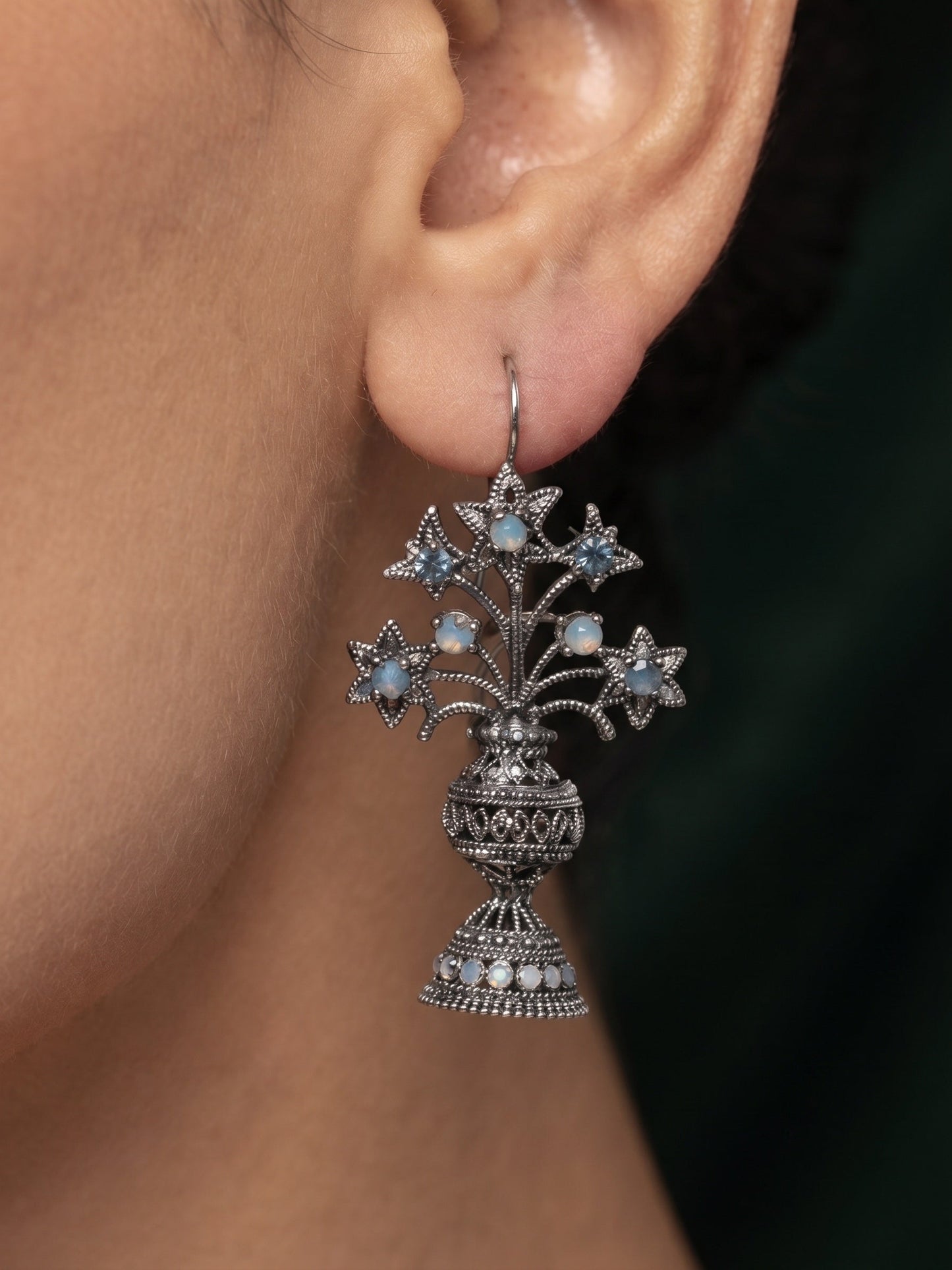 Silver Plated Oxidized Fancy Earrings