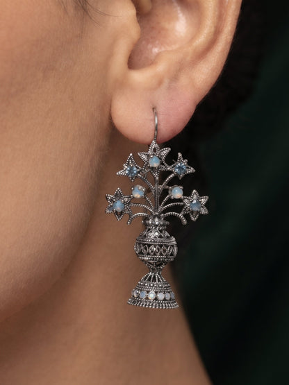 Silver Plated Oxidized Fancy Earrings
