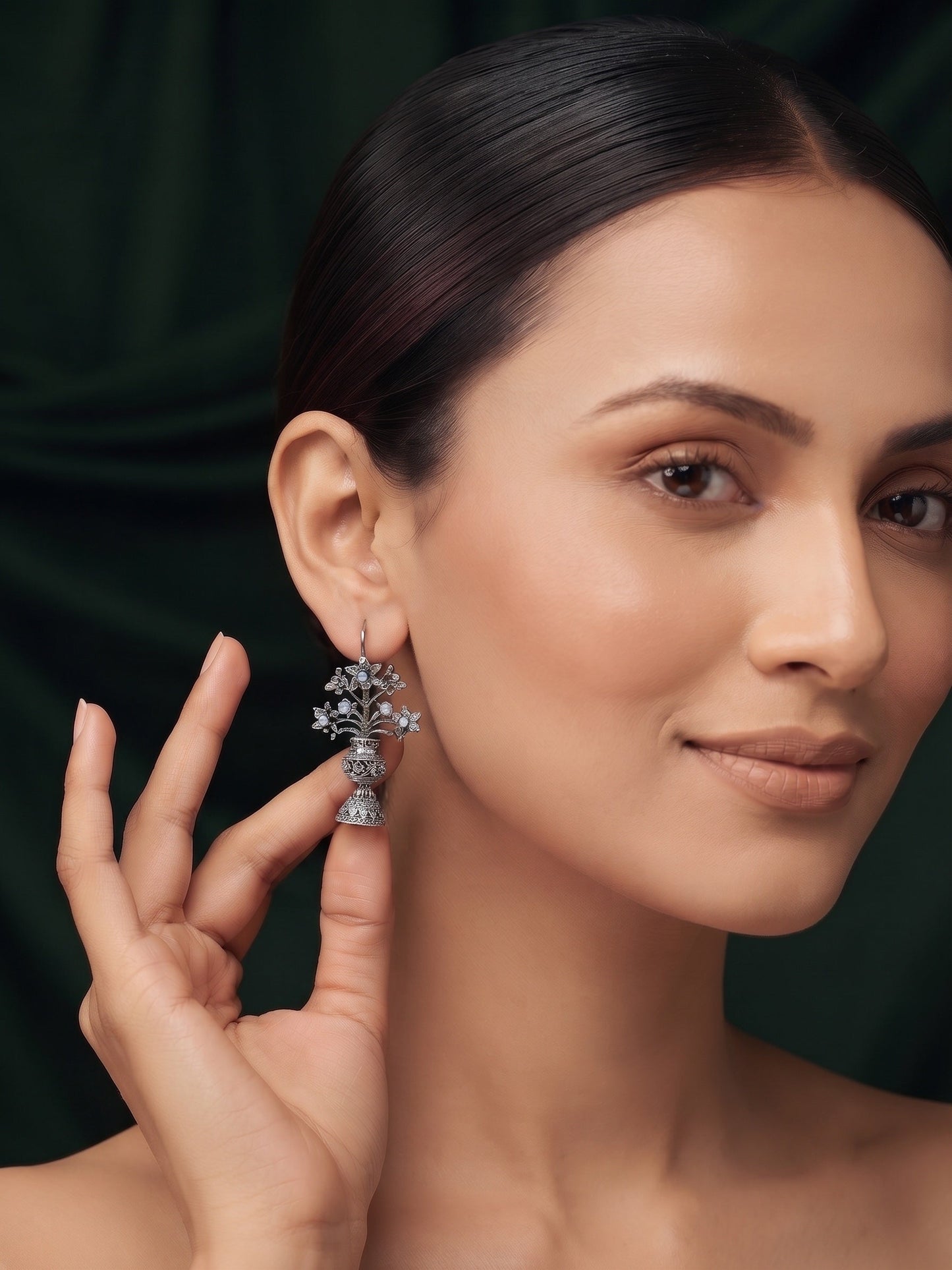 Silver Plated Oxidized Fancy Earrings
