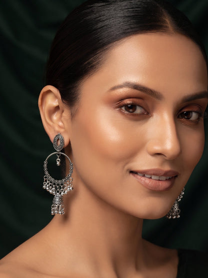 Silver Plated Oxidized Fancy Earrings