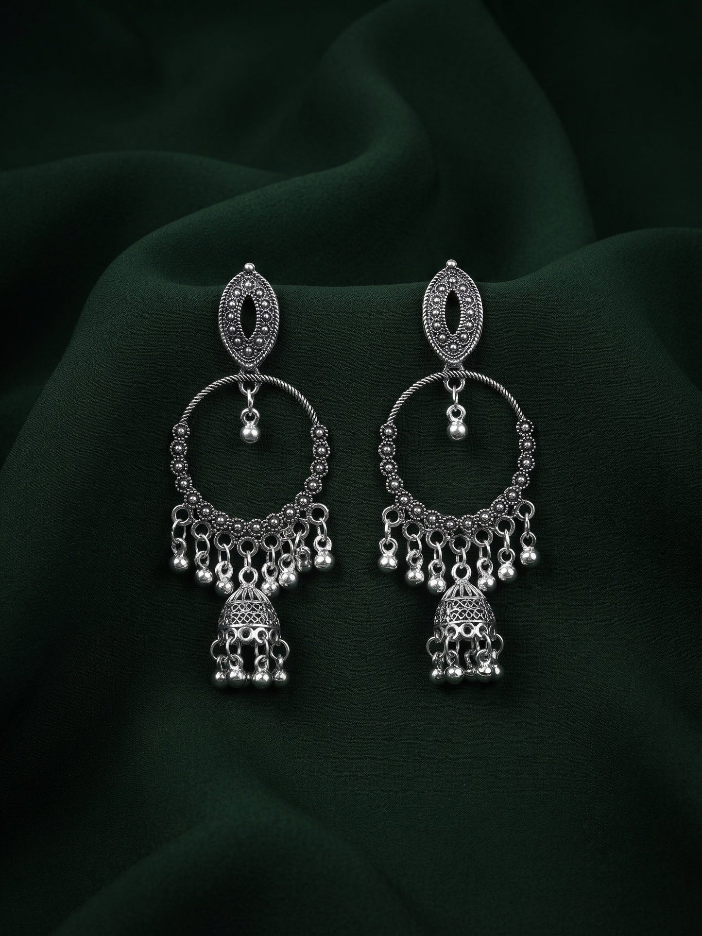 Silver Plated Oxidized Fancy Earrings
