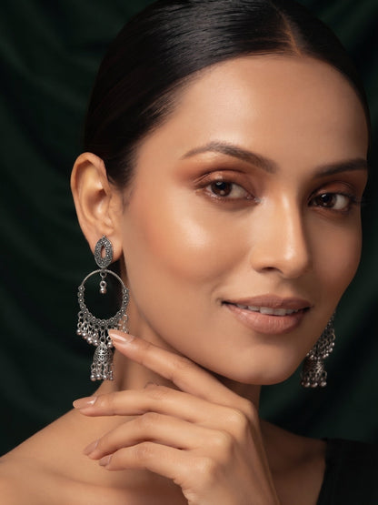 Silver Plated Oxidized Fancy Earrings