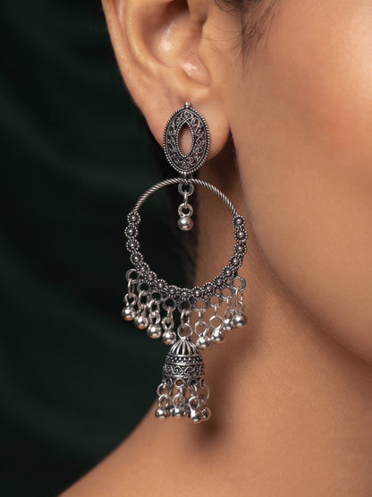 Silver Plated Oxidized Fancy Earrings