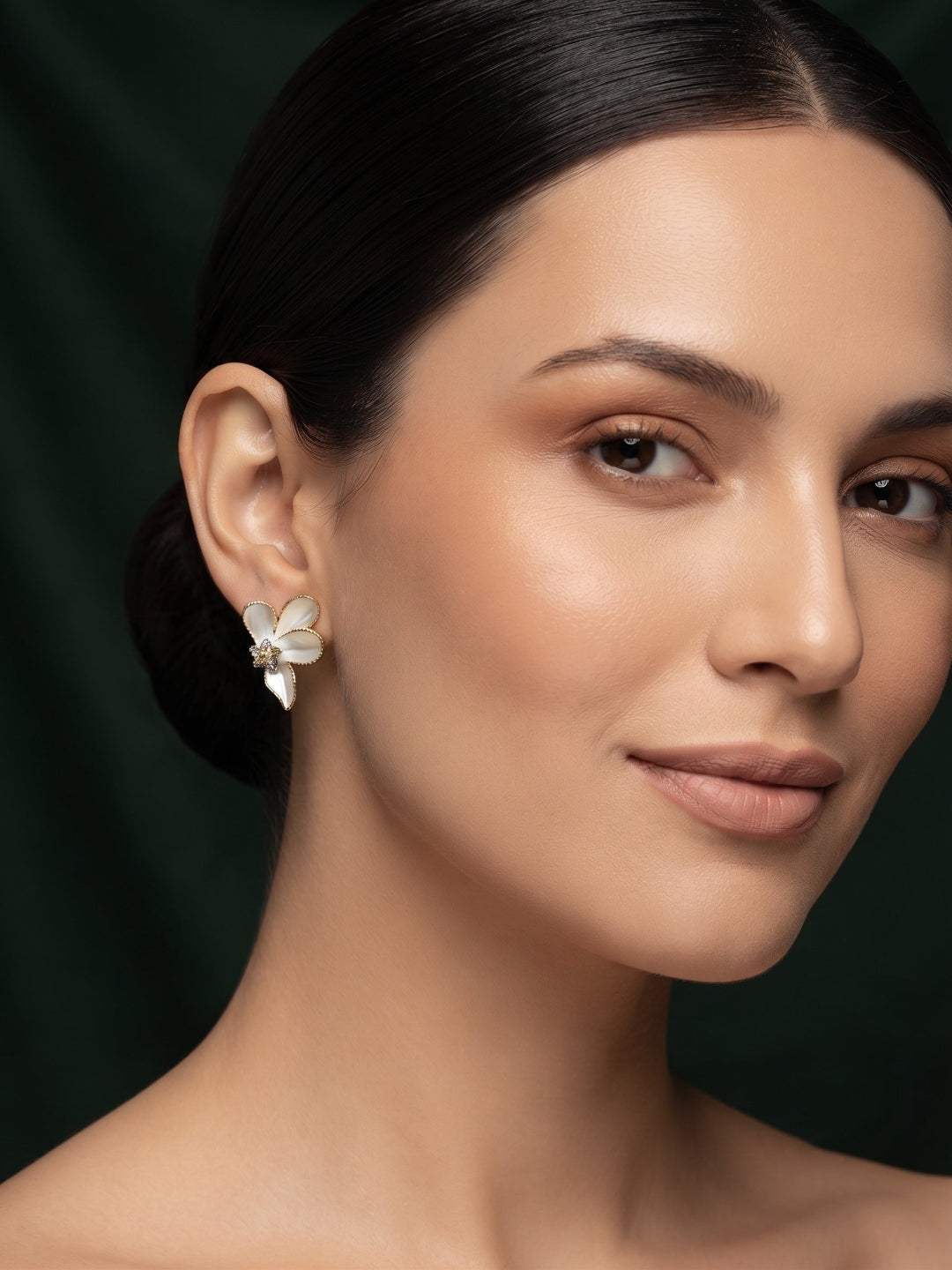 Gold Plated Stylish White Fancy Studs