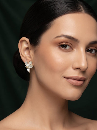Gold Plated Stylish White Fancy Studs