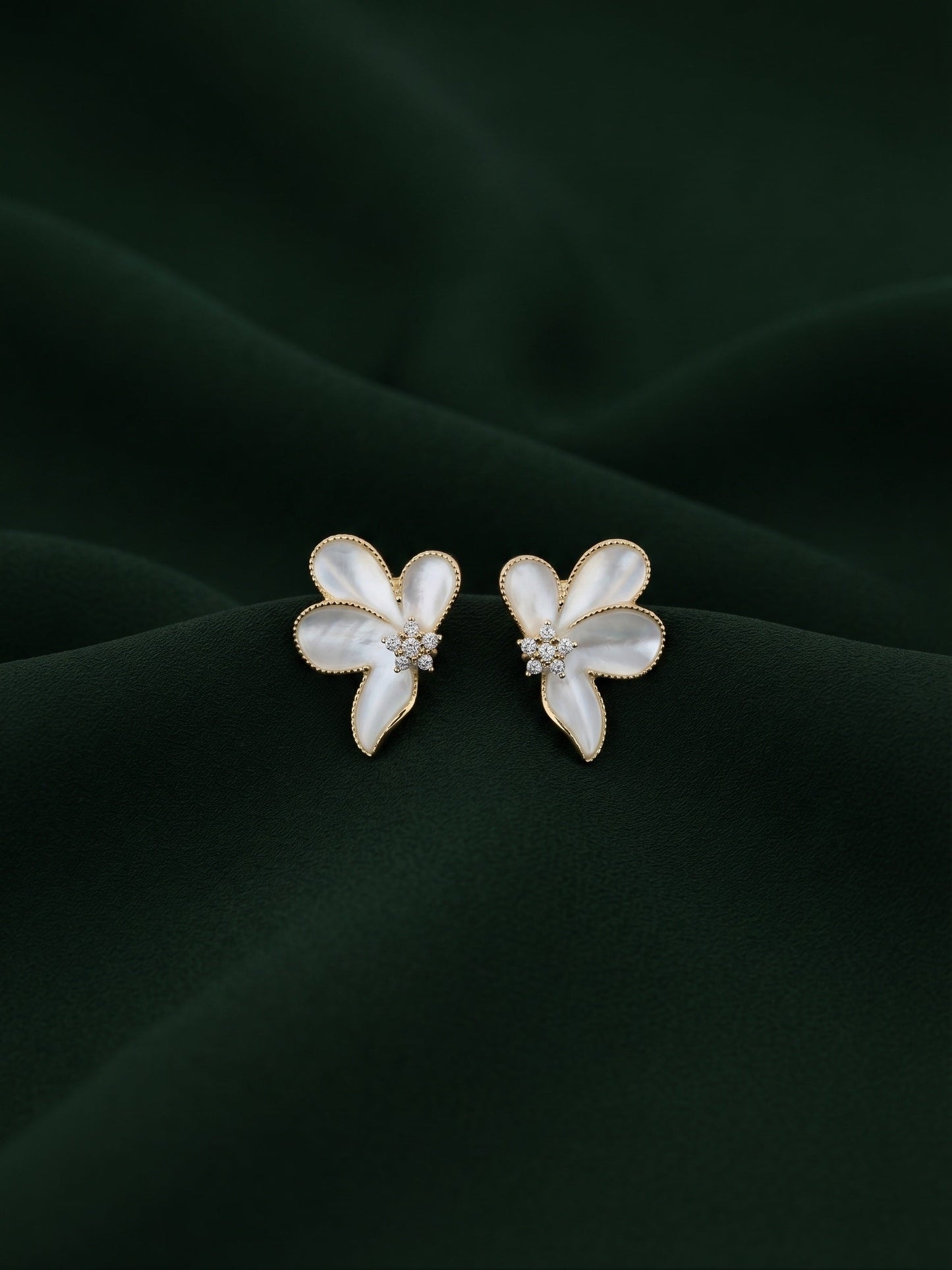Gold Plated Stylish White Fancy Studs