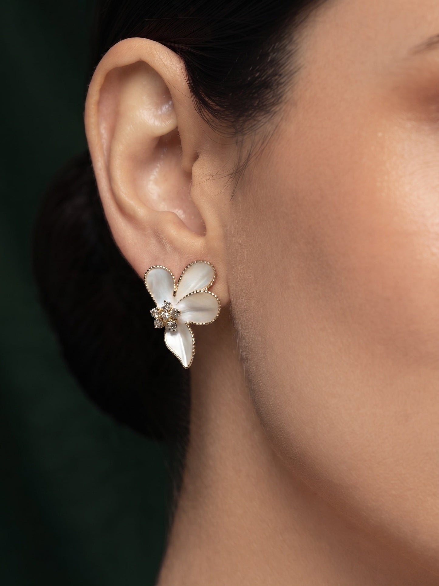 Gold Plated Stylish White Fancy Studs