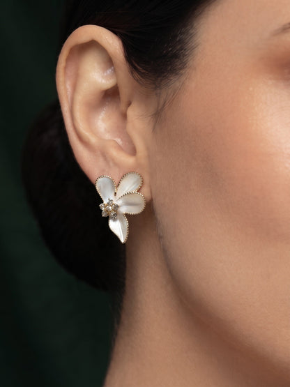 Gold Plated Stylish White Fancy Studs