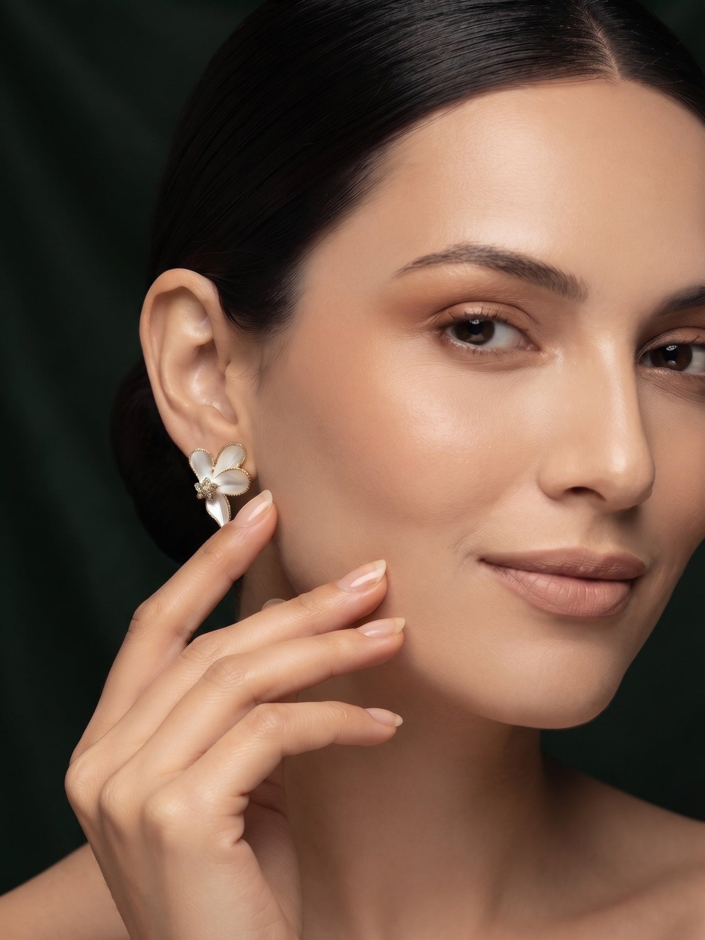 Gold Plated Stylish White Fancy Studs