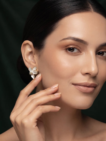 Gold Plated Stylish White Fancy Studs