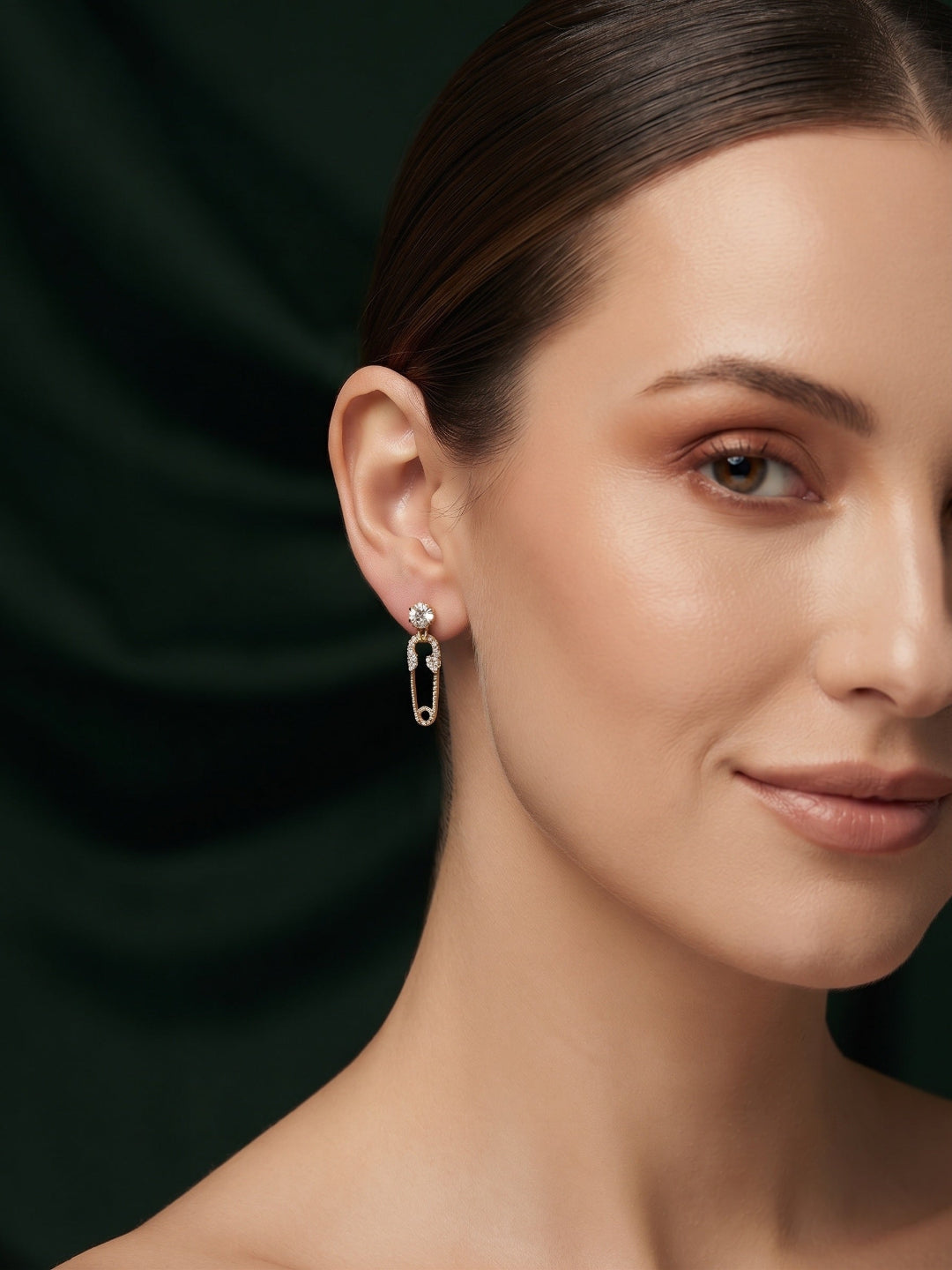 Gold Plated Stylish Safty Pin Earrings