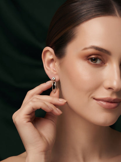 Gold Plated Stylish Safty Pin Earrings