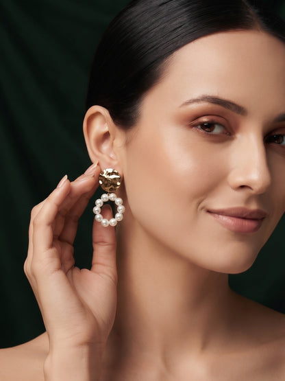 Gold Plated Stylish Fancy Drop Earrings