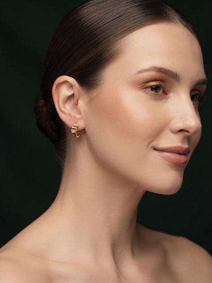 Gold Plated Stylish Fancy Mini Hoops