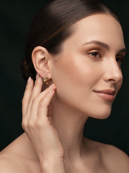 Gold Plated Stylish Fancy Mini Hoops