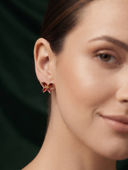 Gold Plated Fancy Flower Studs