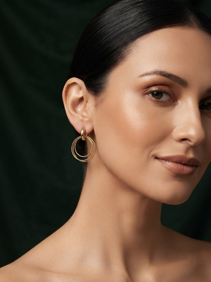 Gold Plated Stylish Fancy Drop Earrings