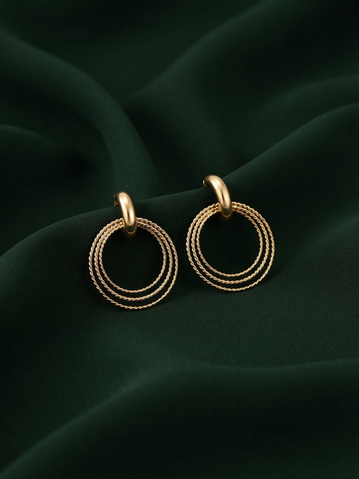 Gold Plated Stylish Fancy Drop Earrings