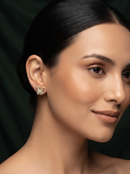 Gold Plated Stylish Butterfly Studs
