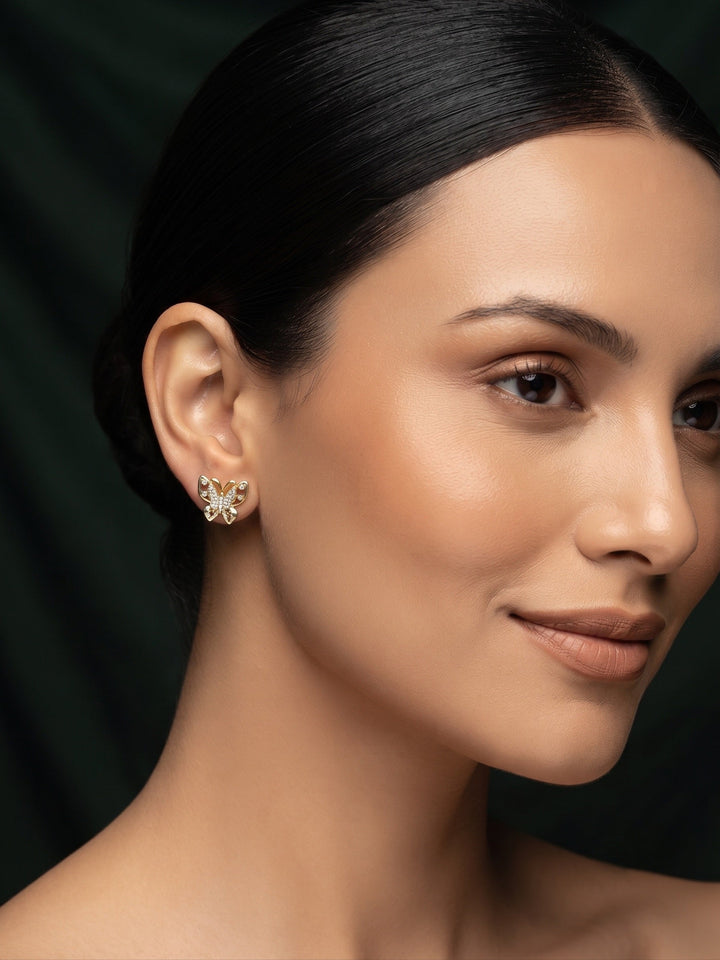 Gold Plated Stylish Butterfly Studs