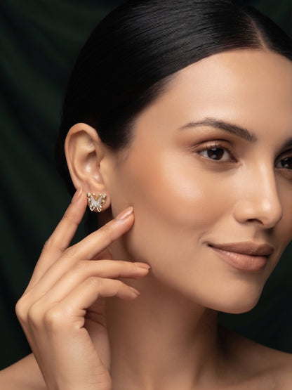 Gold Plated Stylish Butterfly Studs