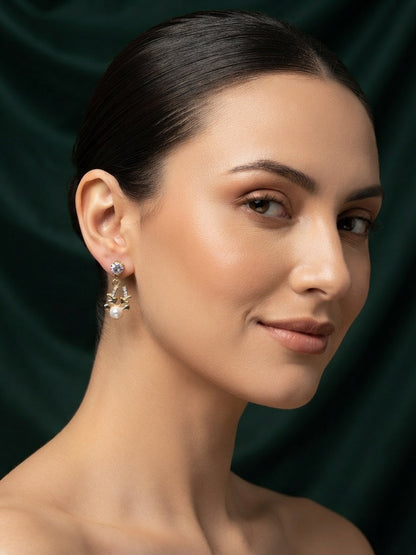 Gold Plated Stylish Diamond Drop Earrings