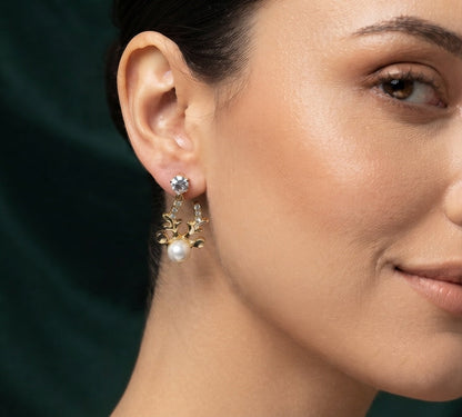 Gold Plated Stylish Diamond Drop Earrings