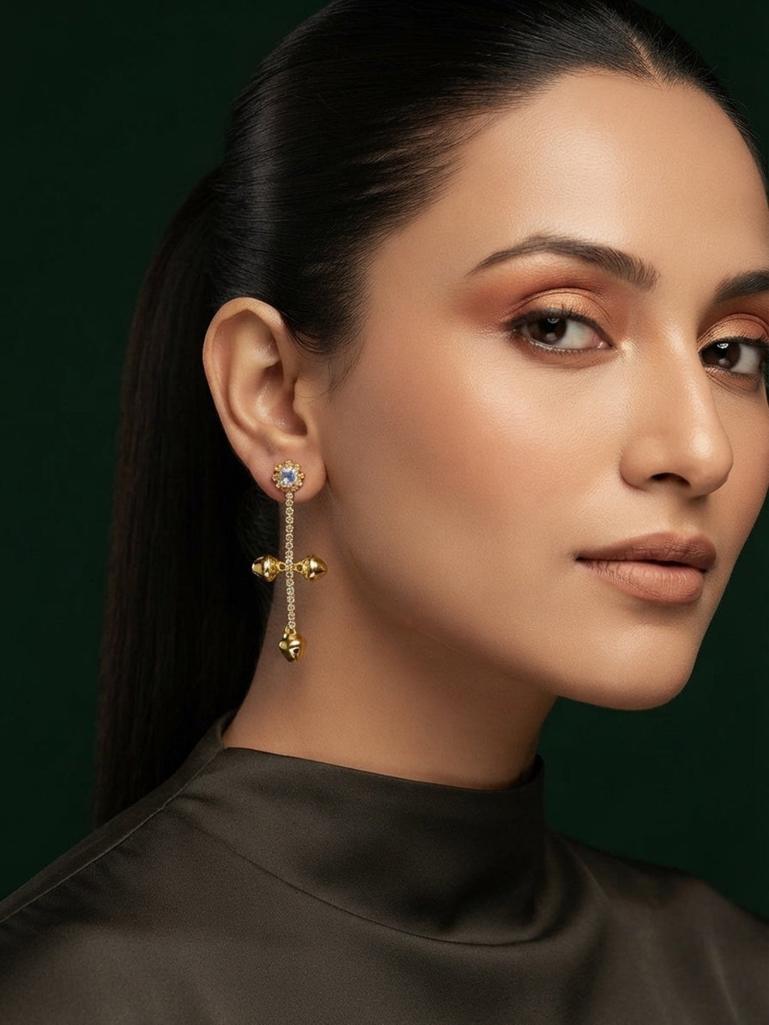 Gold Plated Stylish Diamond Drop Earrings