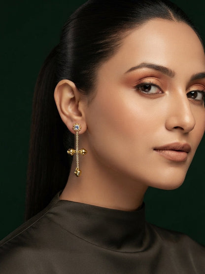Gold Plated Stylish Diamond Drop Earrings