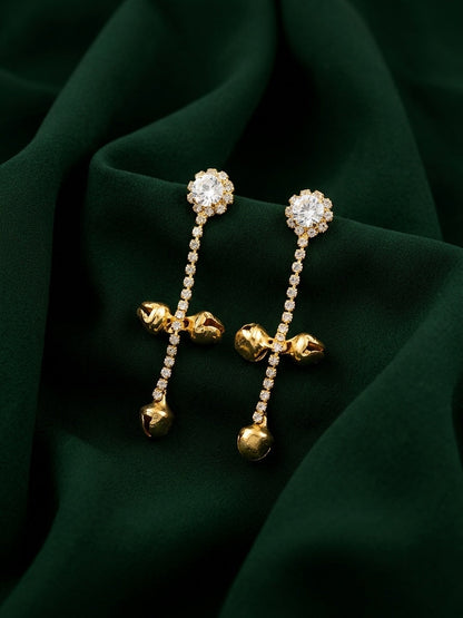 Gold Plated Stylish Diamond Drop Earrings