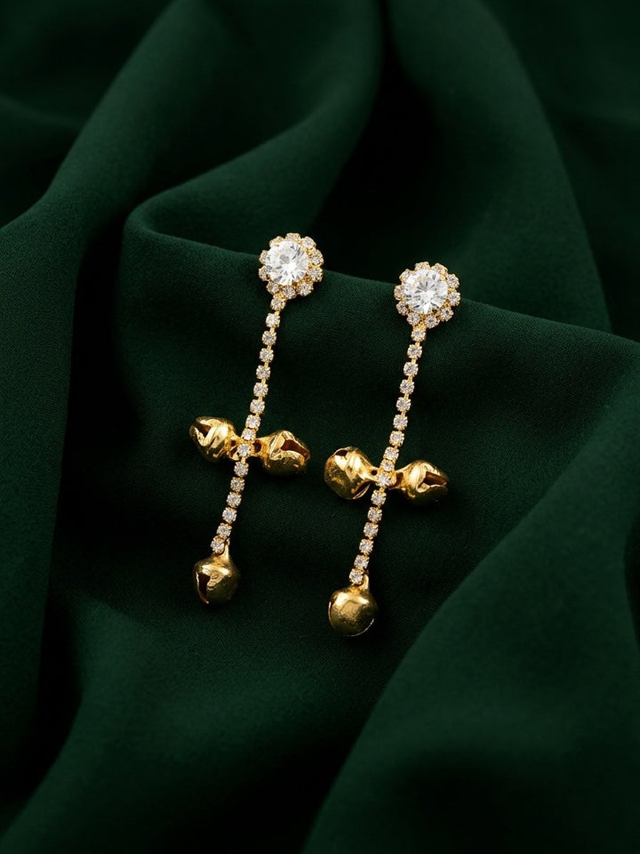 Gold Plated Stylish Diamond Drop Earrings