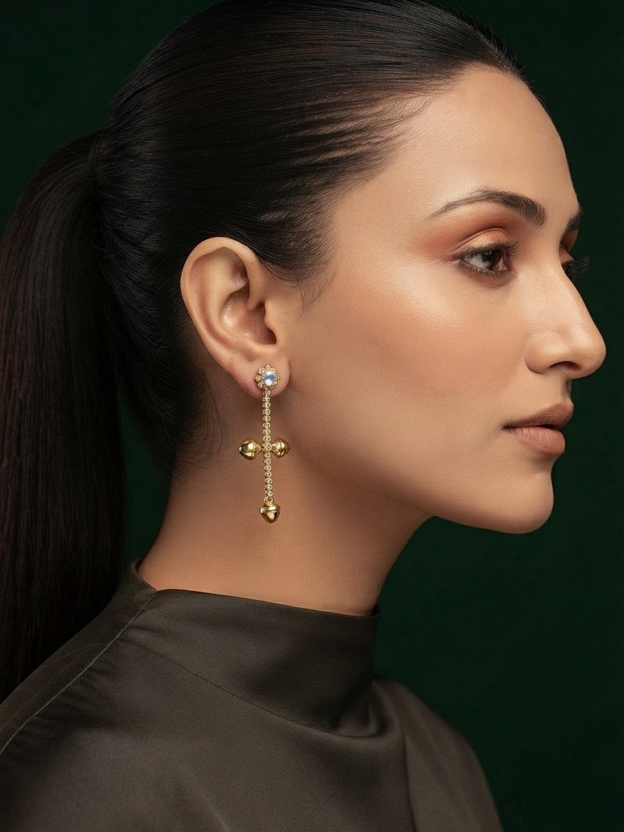 Gold Plated Stylish Diamond Drop Earrings