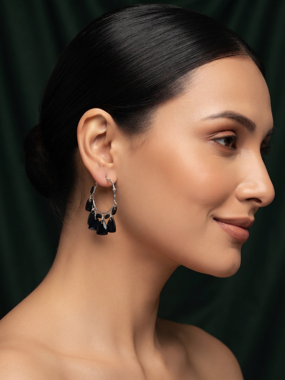 Silver Plated Bali Hoops with Fancy Beaded
