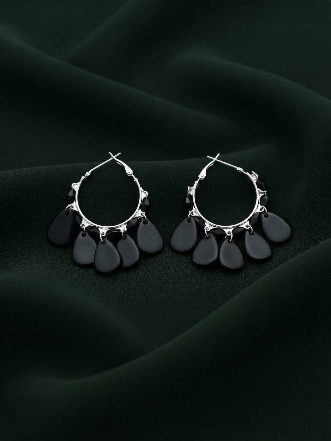 Silver Plated Bali Hoops with Fancy Beaded