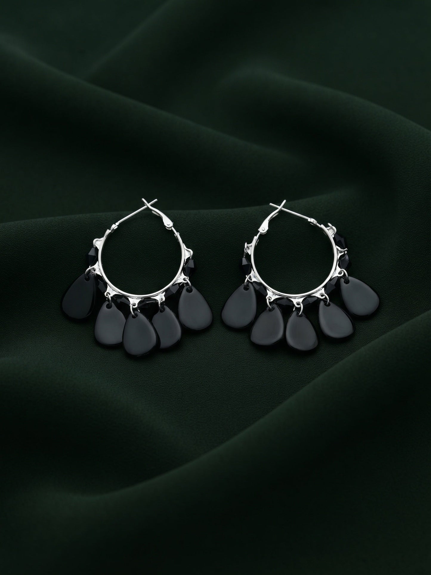 Silver Plated Bali Hoops with Fancy Beaded