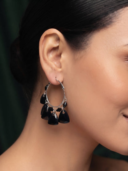 Silver Plated Bali Hoops with Fancy Beaded