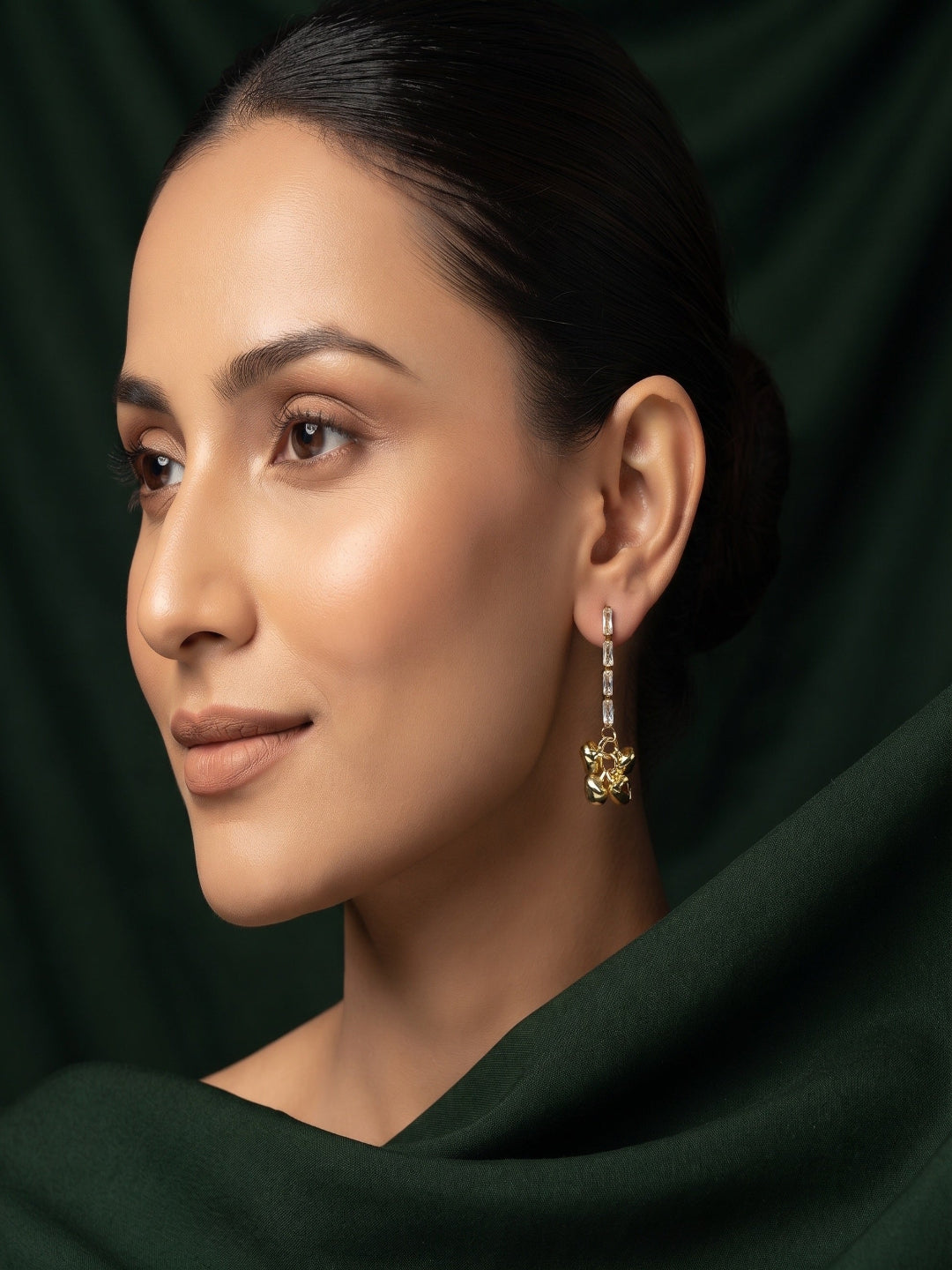 Gold Plated Stylish Diamond Drop Earrings