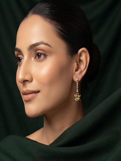 Gold Plated Stylish Diamond Drop Earrings