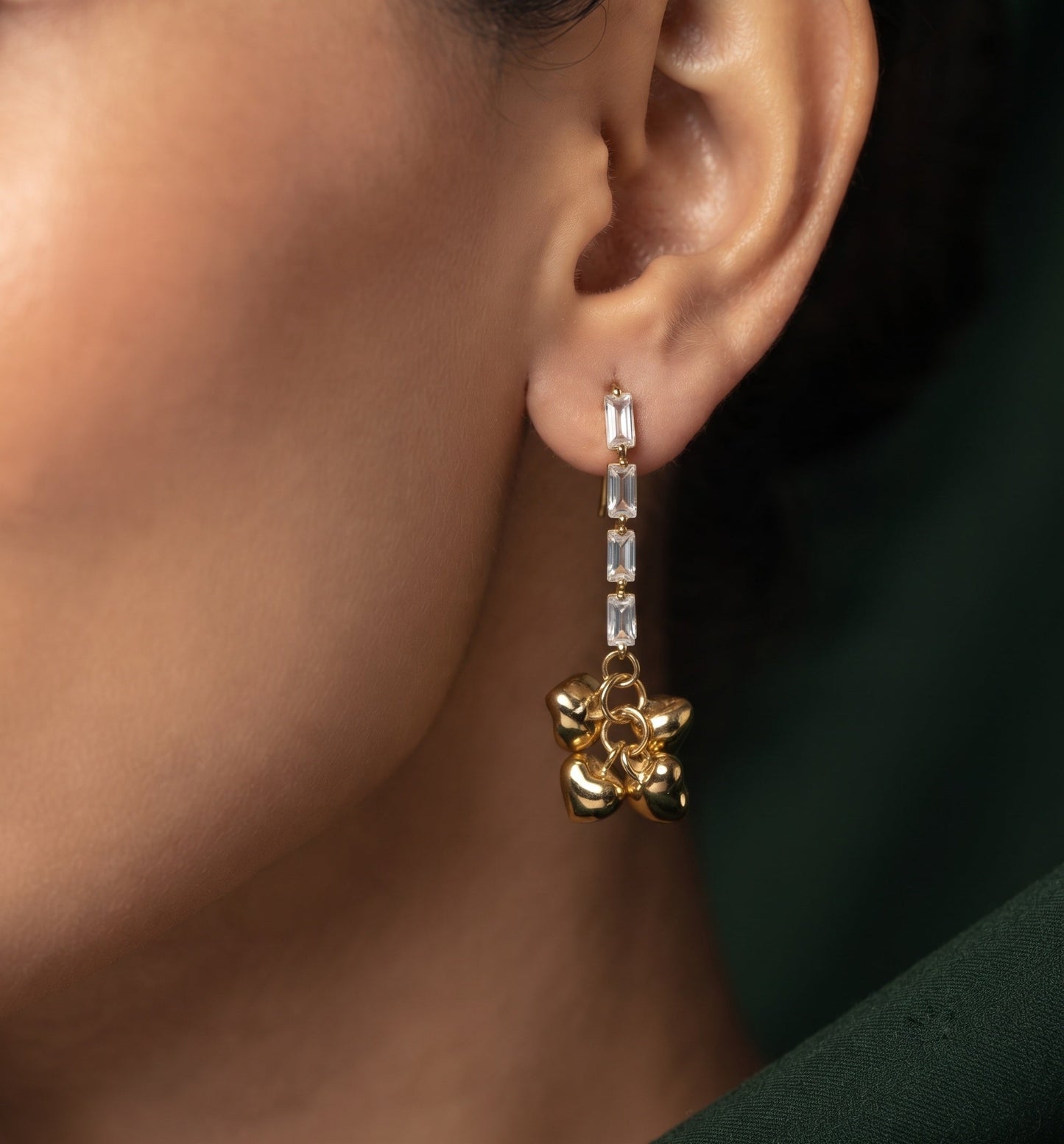 Gold Plated Stylish Diamond Drop Earrings