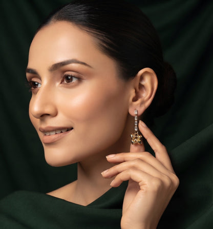 Gold Plated Stylish Diamond Drop Earrings