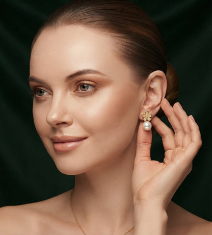 Gold Plated Stylish Fancy Drop Earrings