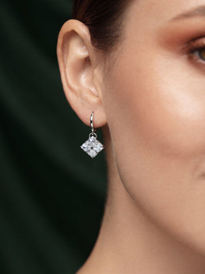 Silver Plated Dimond Fancy Drop Earrings