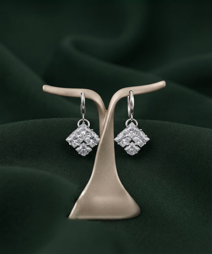 Silver Plated Dimond Fancy Drop Earrings