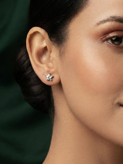 Silver Plated Dimond Fancy Mini Studs