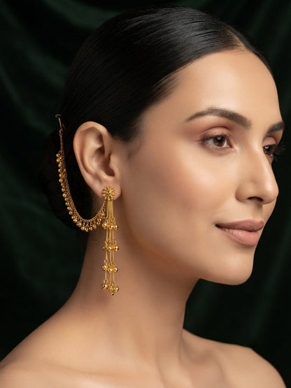 Gold Plated With Fancy Beaded Traditional Ear Chain