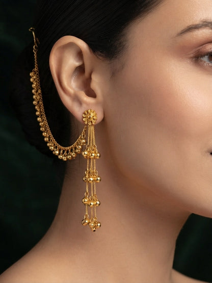 Gold Plated With Fancy Beaded Traditional Ear Chain