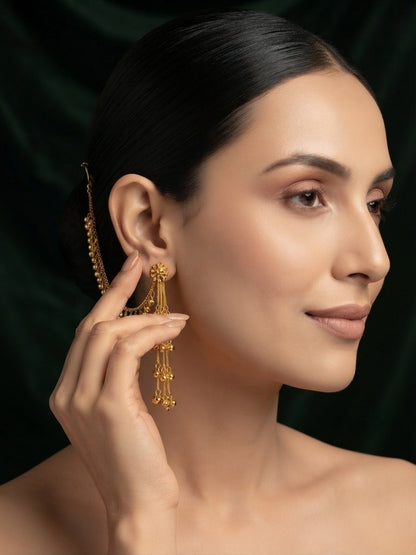 Gold Plated With Fancy Beaded Traditional Ear Chain